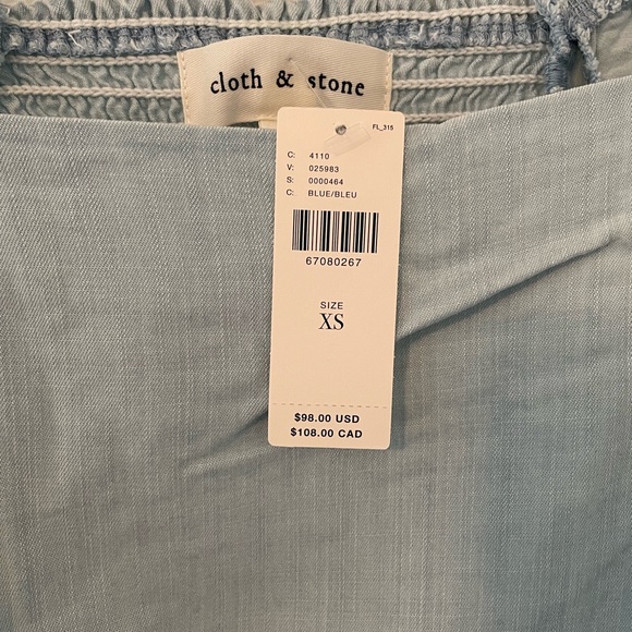 SOLD NWT, Anthropologie, Cloth & Stone Smocked Chambray Long sleeve Top, XS - Picture 6 of 11